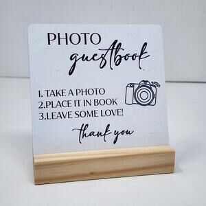 Wood Wedding Party Event Guest Book Sign